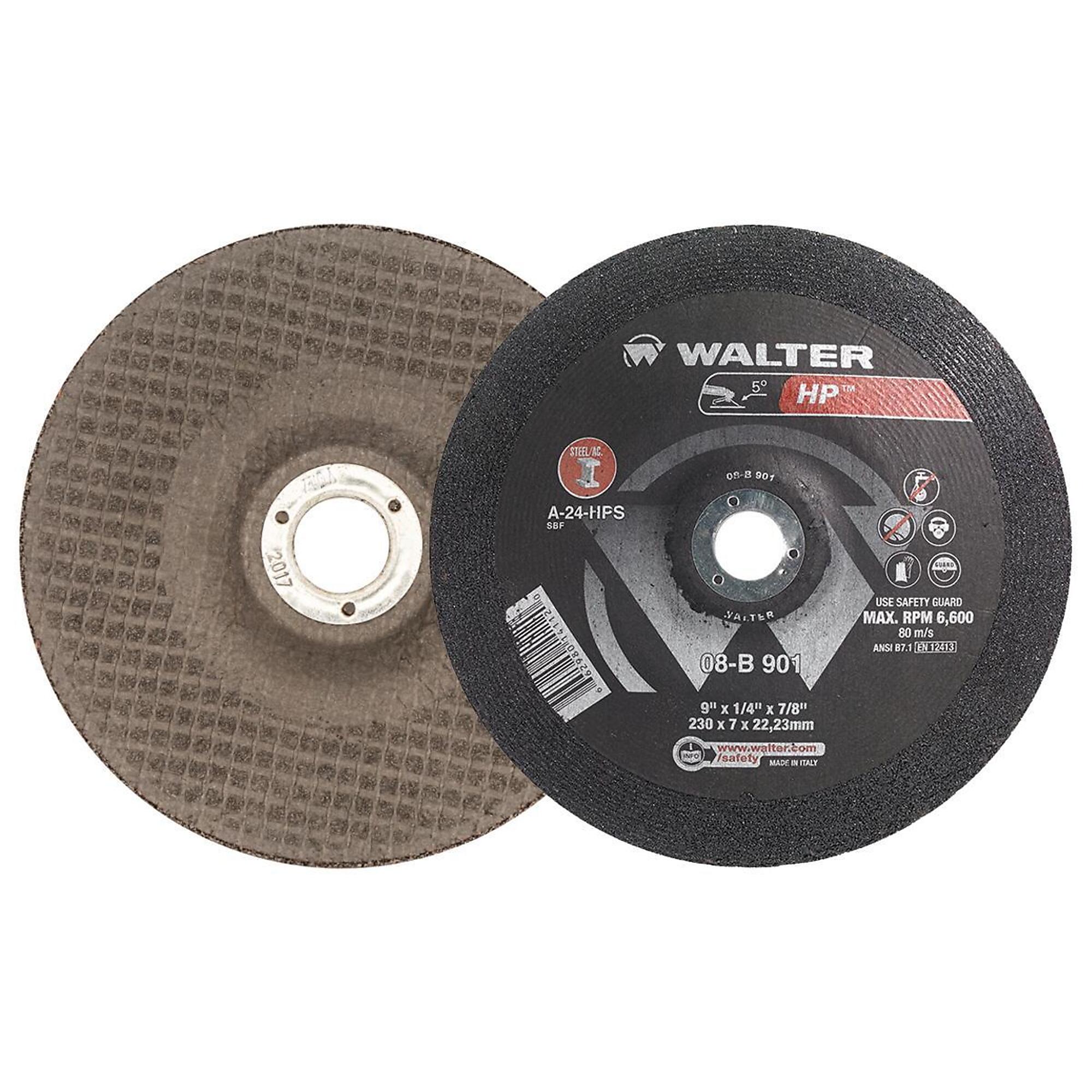 Walter HP Type 28 Grinding Wheels — 9in. x 1/4in., Wear-Resistant, Pack of 25, Model# 08B901